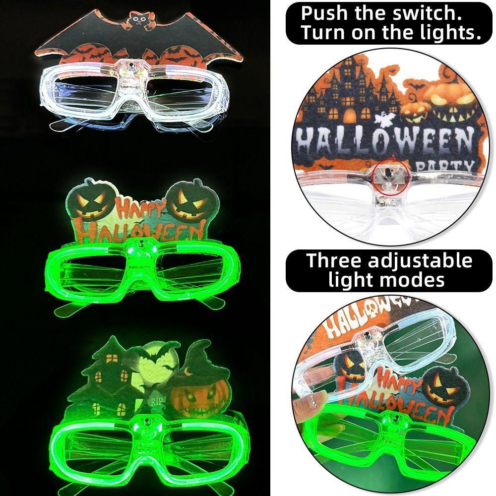LED Halloween Luminous Glasses Pumpkin Fluorescent Glasses Funny Party Glowing Glass  Toy