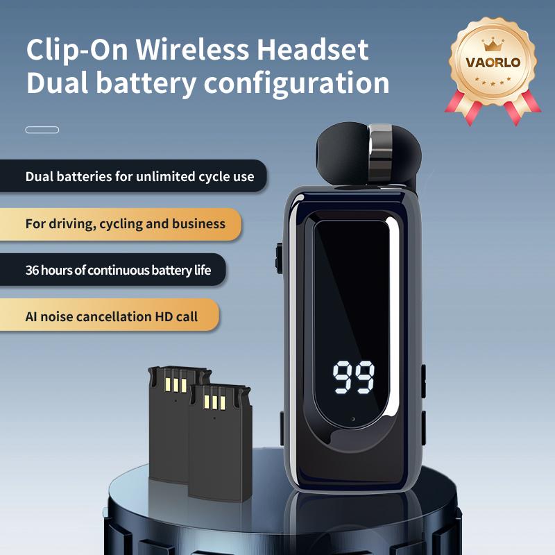 D70Pro Lavalier Business Bluetooth 5.4 Earphones Talk/Music Time 36 Hours LED Digital Display With Mic Noice Cancelling Headset