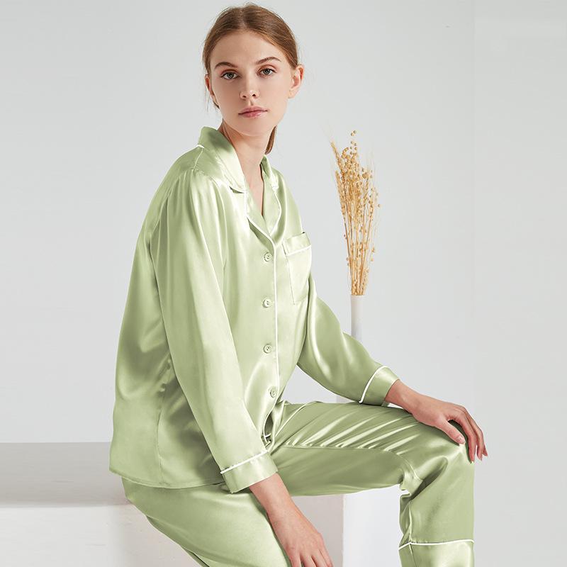 Butterfly Embroidery Silk Pajama Set - Women's Mulberry Silk Two-Piece for Spring/Summer