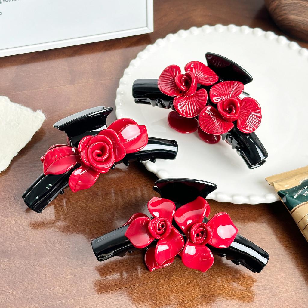 Large Beautifully Designed Floral Hair Claw Clip In Trendy Acetate For Fashionforward Women
