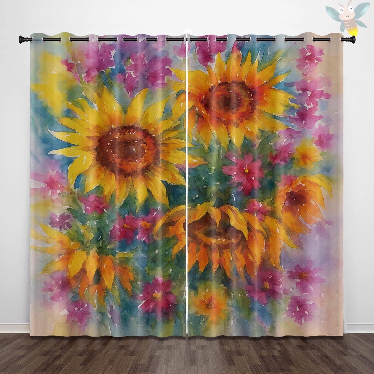 

Custom Highland Cattle Digital Print Blackout Curtains - Thickened Polyester, High-Precision, and Sun-Blocking 140x160 cm