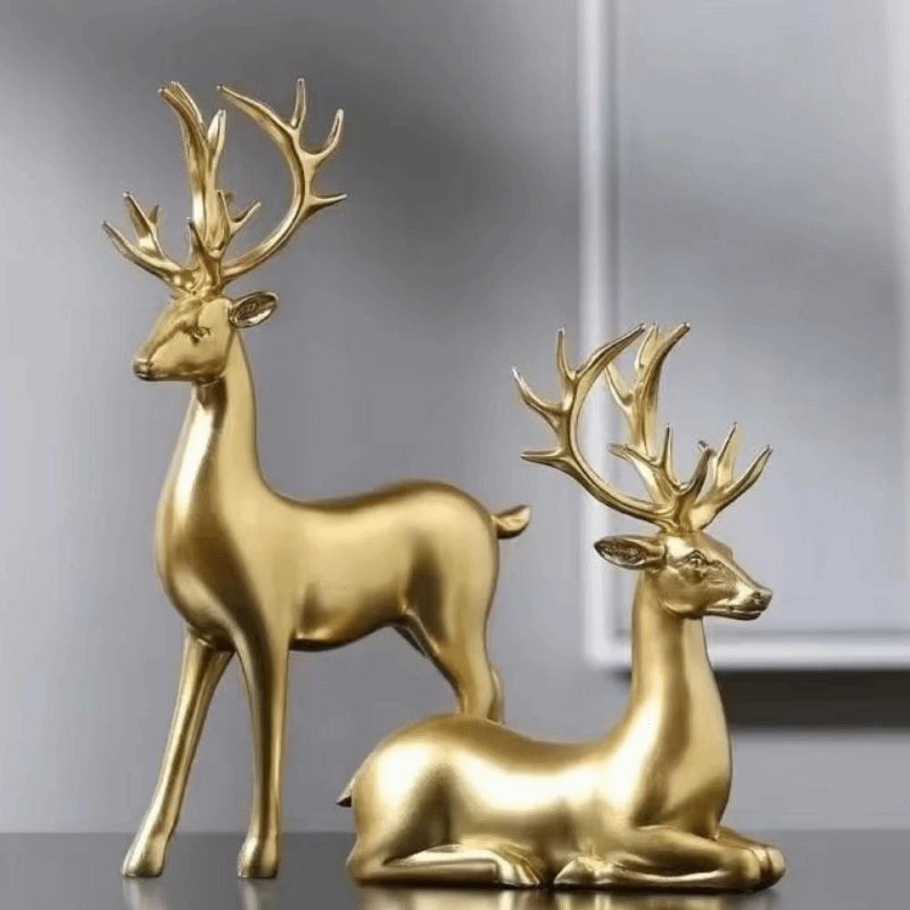 Creative Deer Desktop Ornament Sitting/Standing Position Cute Christmas Deer Statue Modern Durable Elk Figurine Living Room