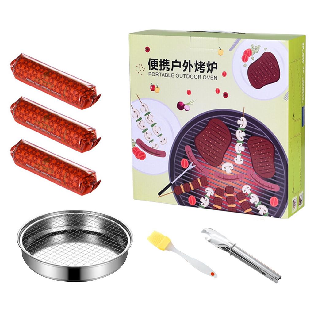 Disposable BBQ Grill Fast Ignition Smokeless Prevent Scalding Shell Portable Outdoor Charcoal Grill for Picnic 28cm