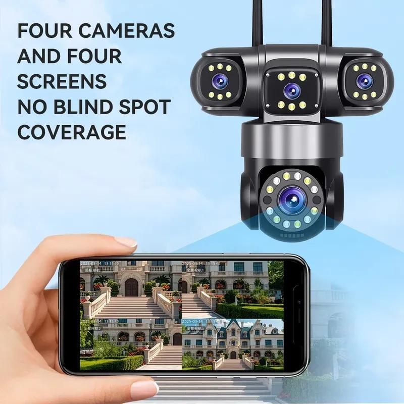 10K 20MP WIFI IP Kamera Venkovní 4 Objektivy 4 Obrazovky 16x Zoom CCTV Bezdrátové Kamery pro Video Dohled 6K 12MP Bezpečnostní Ochrana