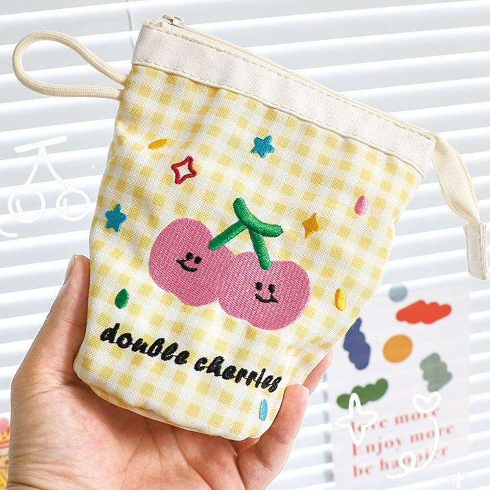 Contrast Color Cute Pencil Case Dopamine Stationery Storage Bag Plaid Pen Bag School Office
