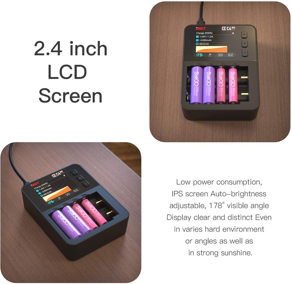 ISDT C4 EVO Battery Smart Fast Charger for Mini RC Please Update Firmware To Charger, 4WD, 1-6S Lipo, AA/AAA, NiMH, 18650, Drone, Quadcopter.