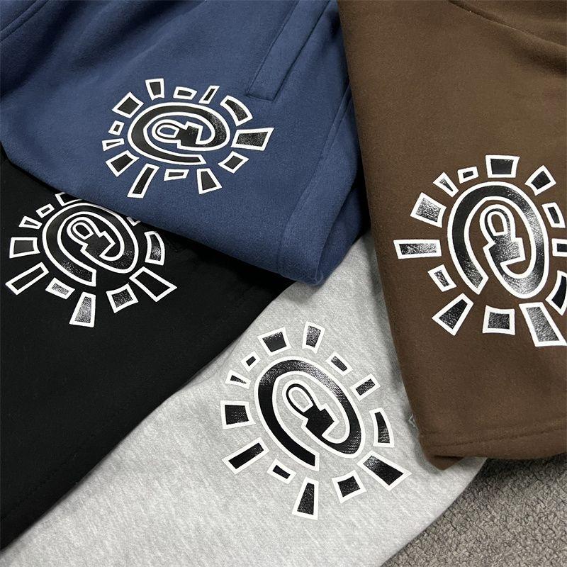 ZYLLO Vintage Graphic Fleece Sweatpants Casual Classic Gray Black Wide Leg Trouser