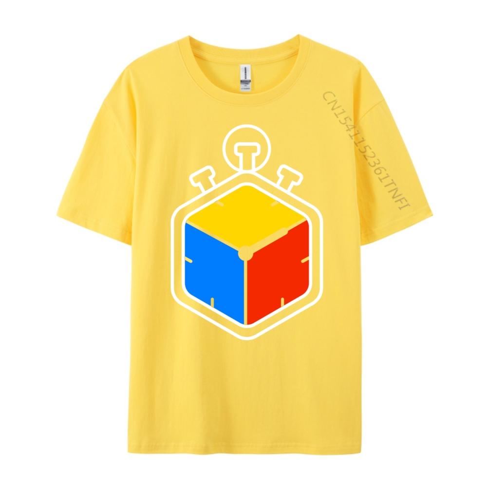 Speed Cubing Puzzle Cube Timer Graphic T Shirts Men Oversized ClassicShort Sleeve Tee