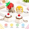 Resin Plastic Strawberry Keychain 3D Shape Pudding Keychain Gifts Food Toy Pendant Key Decoration