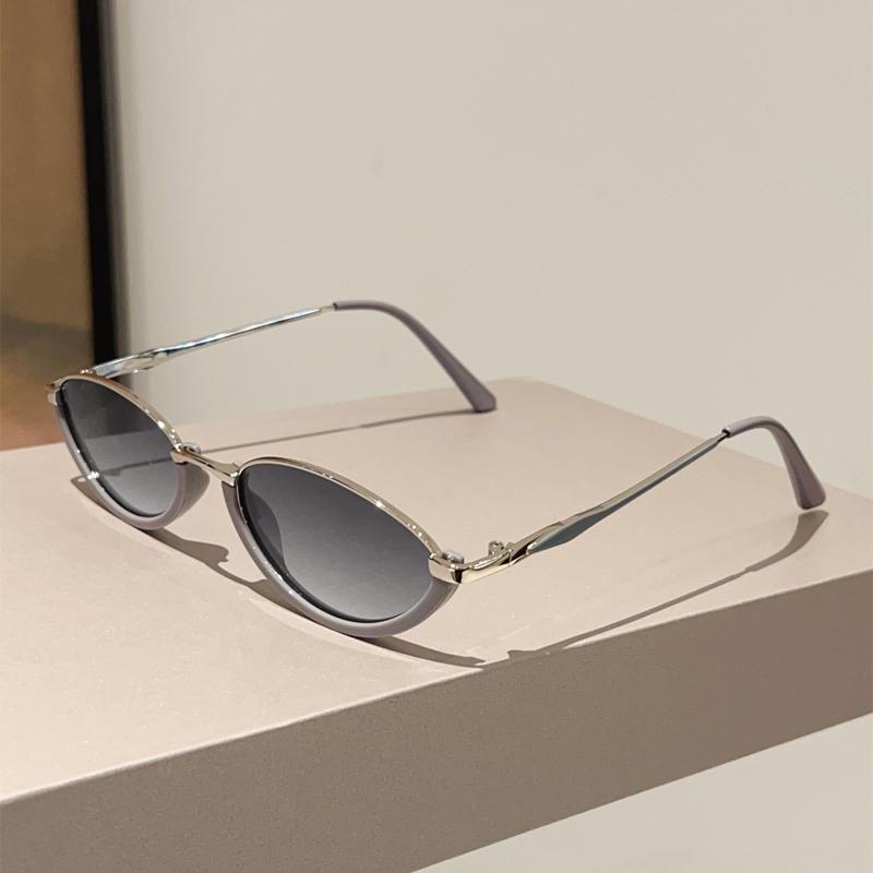 Oval Vintage Sunglasses Women Stylish Gradient Multi-color Casual Decor Shades  New Trendy Brand Design Sun Glasses