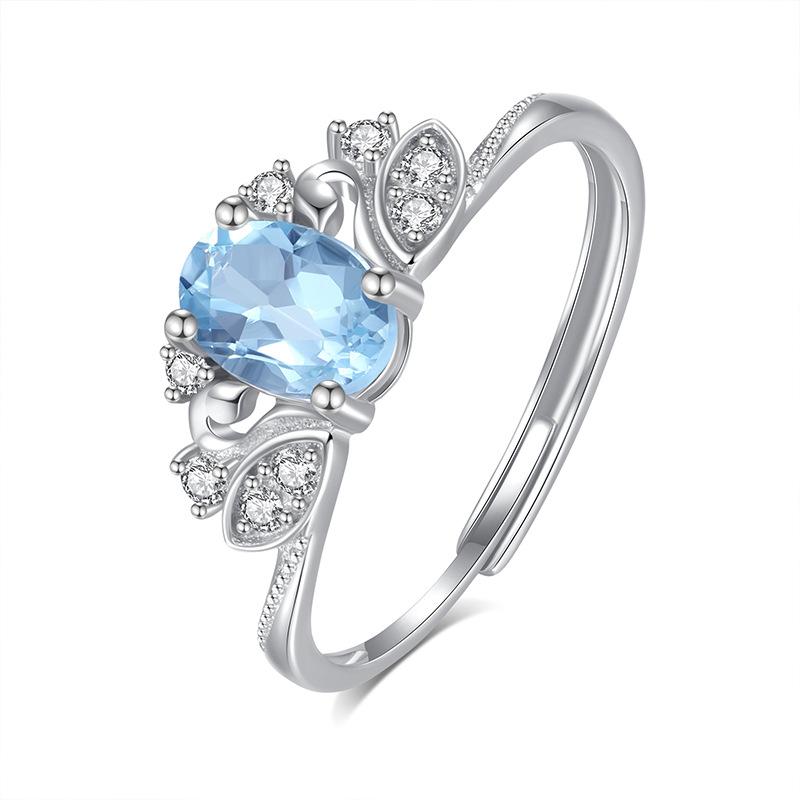 Natural spar s925 sterling silver ring women's non-fading ring flying together high-end accessories women's daily jewelry gifts