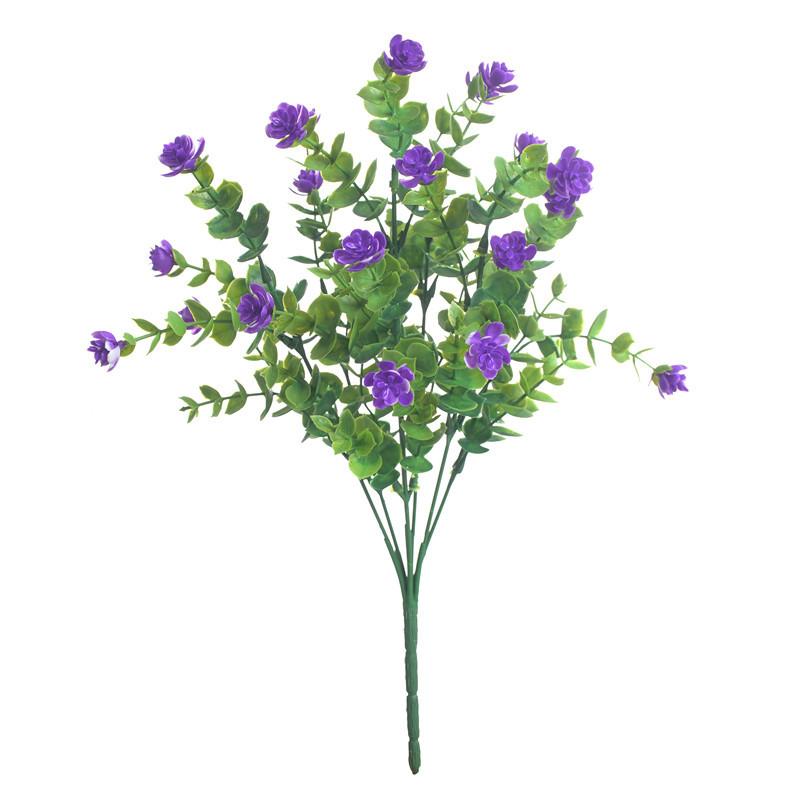 

6pcs Artificial Eucalyptuses Bouquet Plastic Plant Home Decor Fake Flowers Simulated Rose Eucalyptus Leaf Wedding Decoration фіолетовий