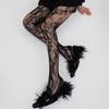 Romantic Flower Lace Pattern Mesh Pantyhose Women French Style Elegant Sheer Stockings Trendy Daily Wear Jacquard Fishnet Tights
