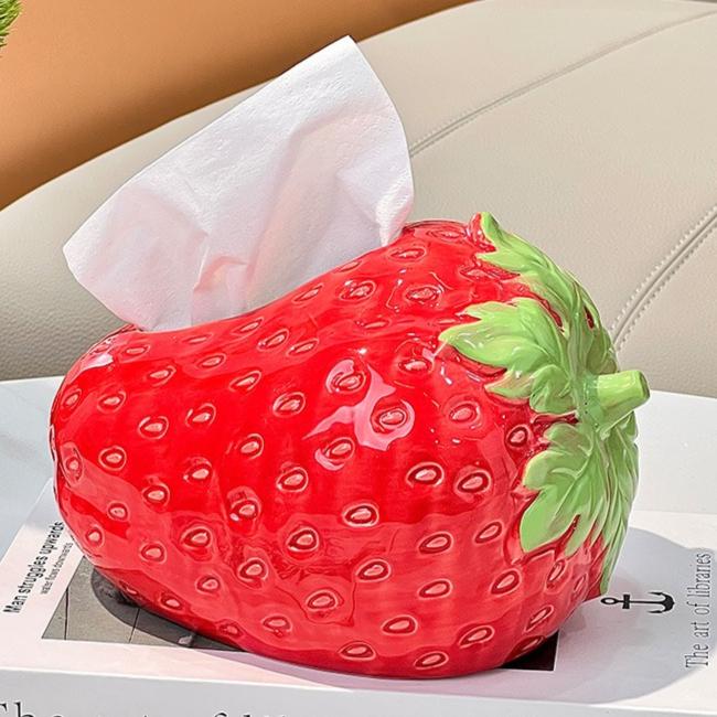 

Cute Strawberry Tissue Box Cartoon Home Decor Fashion Desktop Organizer for Living Room Bedroom Creative Storage красный
