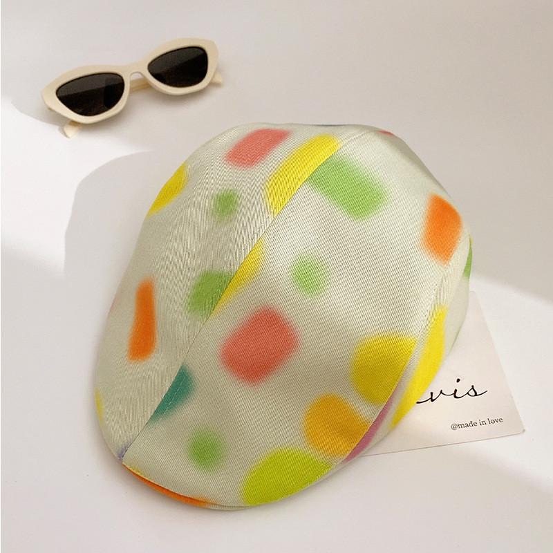 Beret Womens Versatile Hat Featuring Random Graffiti Design Ideal For Spring Summer And