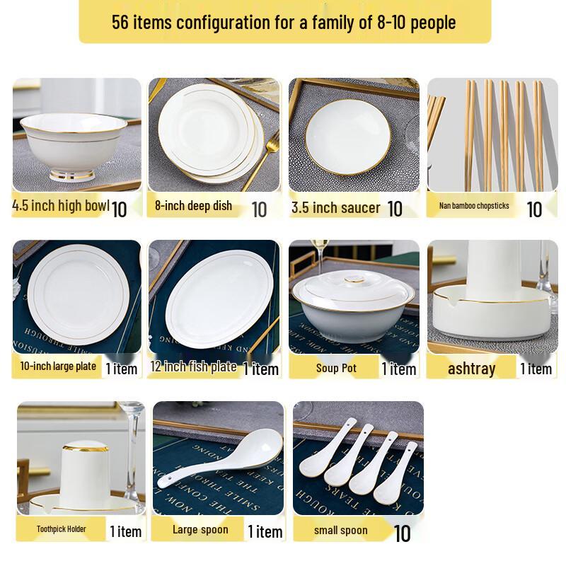 RuHan Ceramic Bone China Dinnerware Set