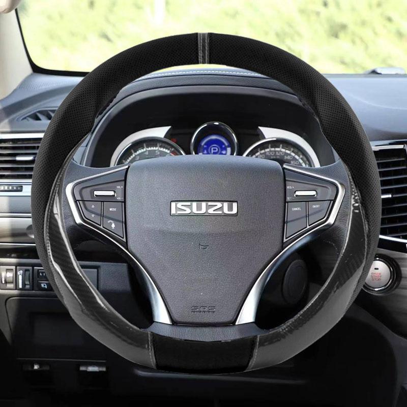 For Isuzu Dmax Mux Trooper ELF NQR 75 Forward Rodeo KB Bighorn Breathe Anti-slip Leather Car Steering Wheel Cover Accessories