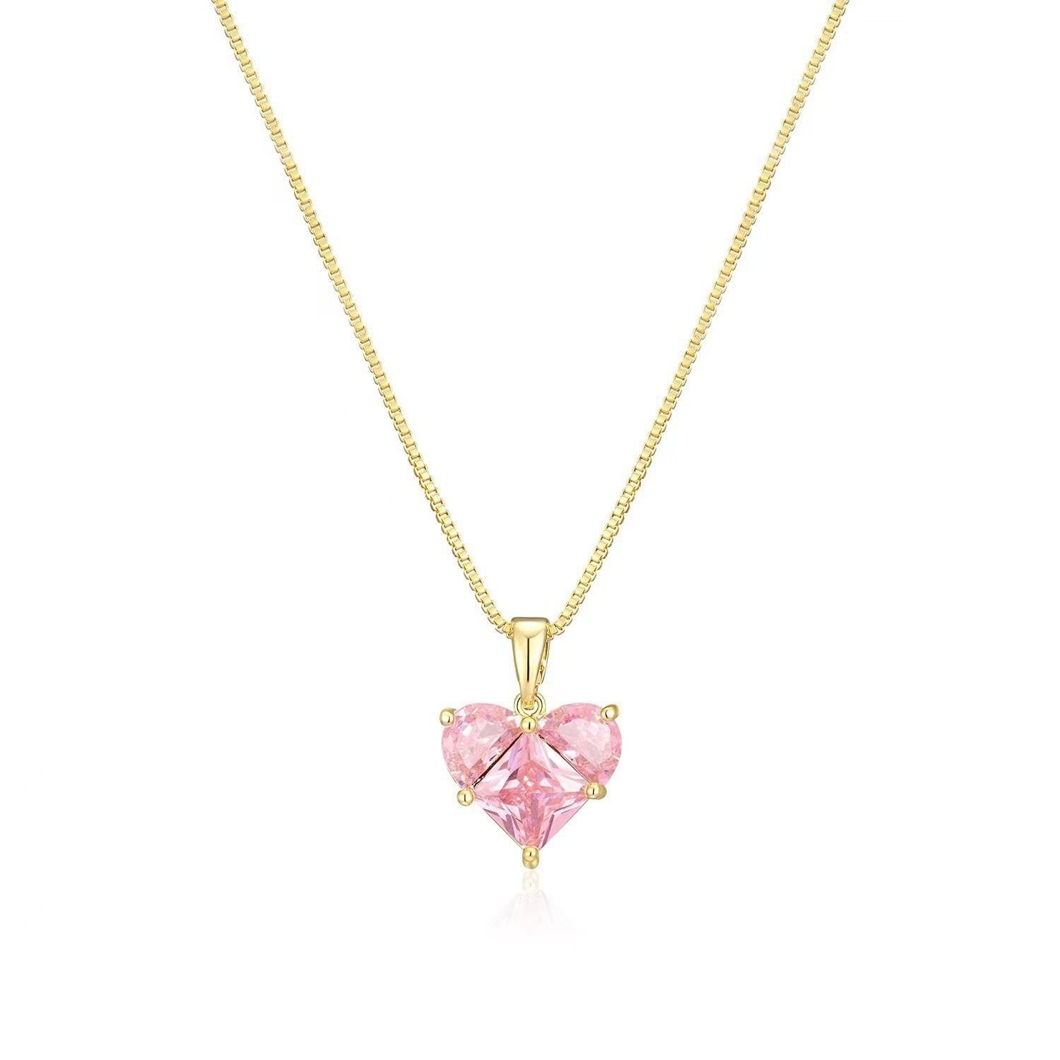 New Barbie Pink Necklace Love Planet Hot Sale Peach Heart Necklace Women s Pendant Necklace Earrings Jewelry Set
