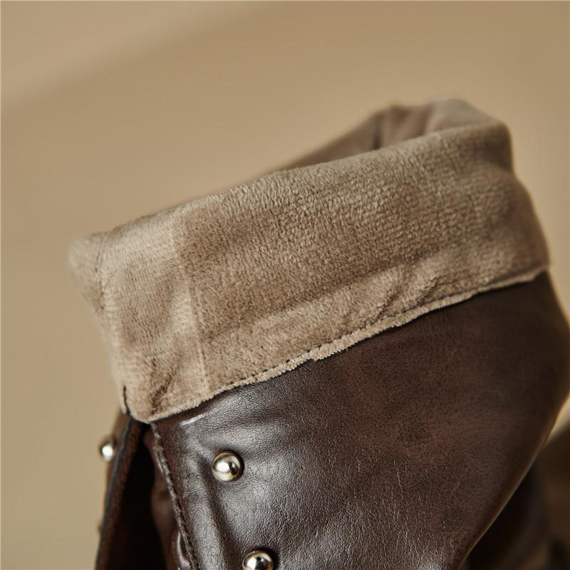 Women's low-heeled boots autumn and winter new European and American thick-heeled large-size Roman medium boots