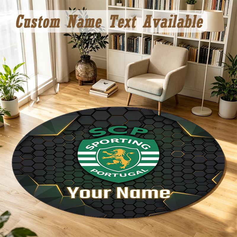 Round Rug Custom NameSporting CP Pattern Non Slip Carpet Home Floor Decor