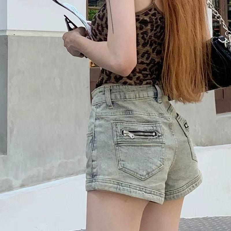 2025 Women's High Waist Retro Denim Shorts - Distressed, Wide Leg, Versatile & Slimming