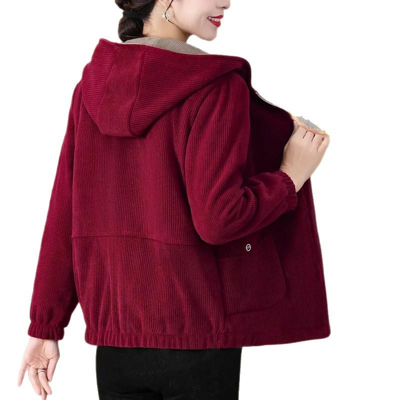 Stylish Women's Winter Corduroy Jacket - 2024 New Cozy Coat for Middle-Aged and Elderly Mothers
