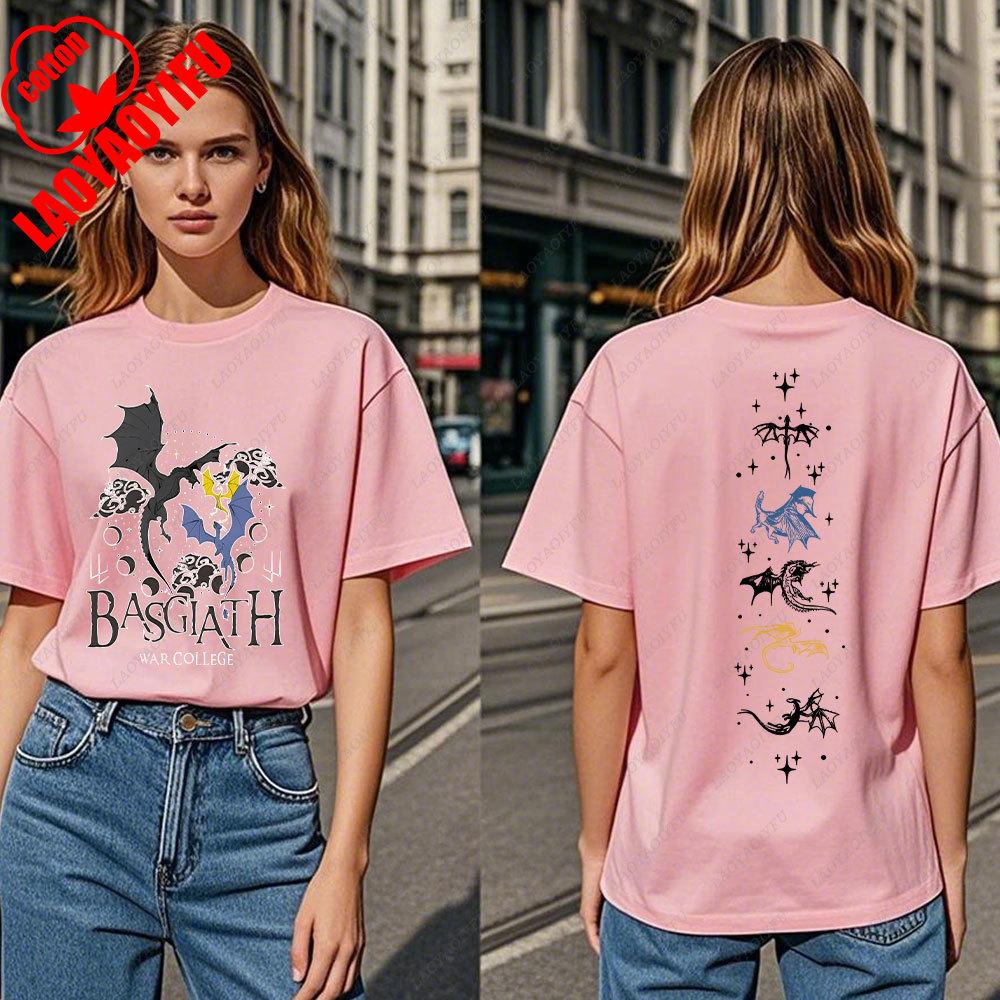 Fourth Wing DoubleSided TShirt Basgiath War College TShirt Women Tshirts High Quality Cotton Short Sleeve Graphic Vintage Tee