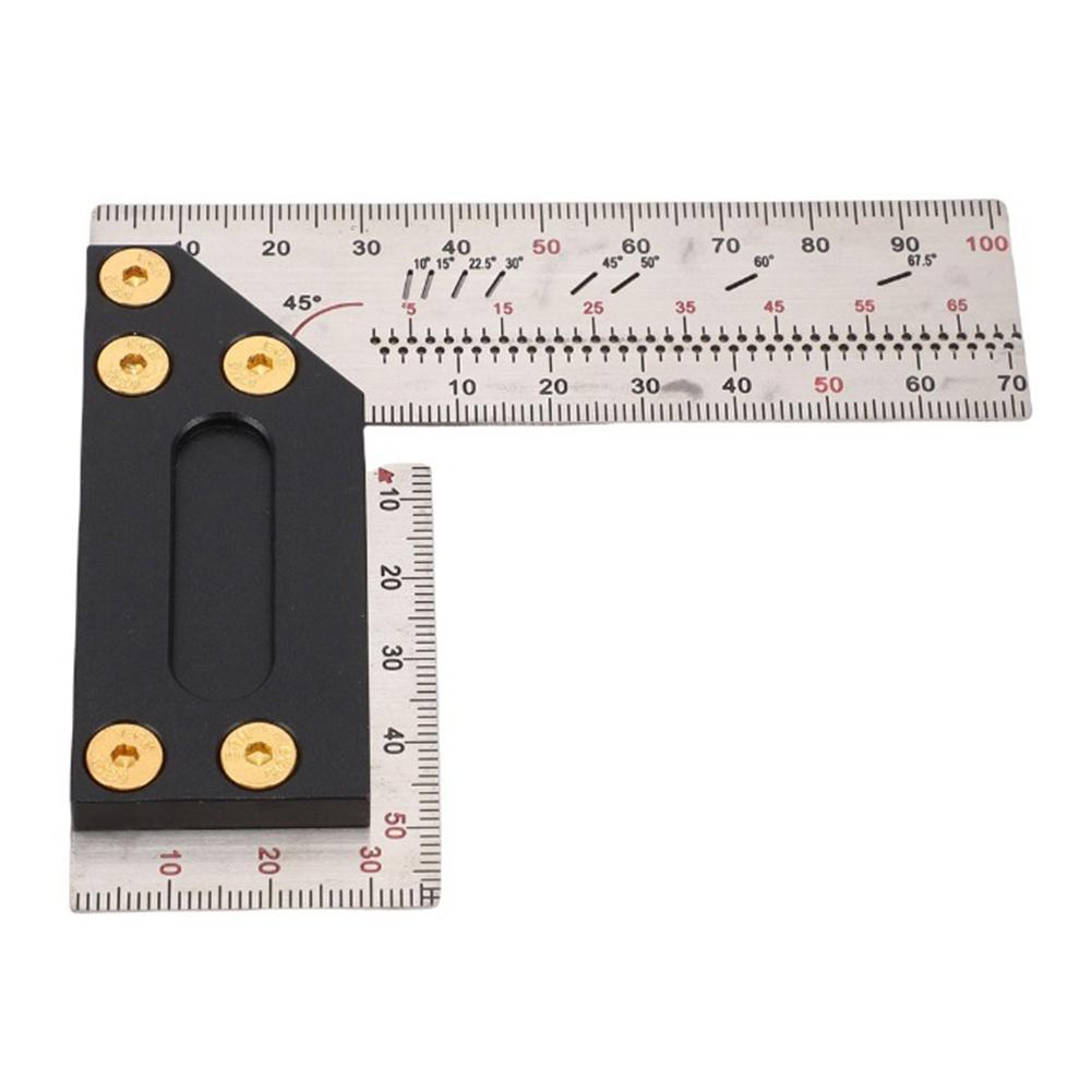 Stainless Steel Woodworking Marking Ruler Featuring Clear Markings and Stable Base for Accurate 90-Degree Angle Measurement