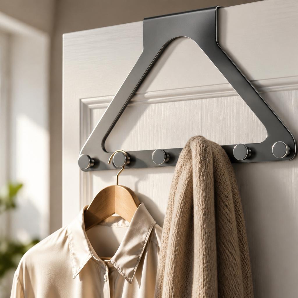 Over Door Hanger Clothes Rack - Hanging for Coats, Hats, Scarves, Towels, Saving Hook Rack for Bedroom, Bathroom