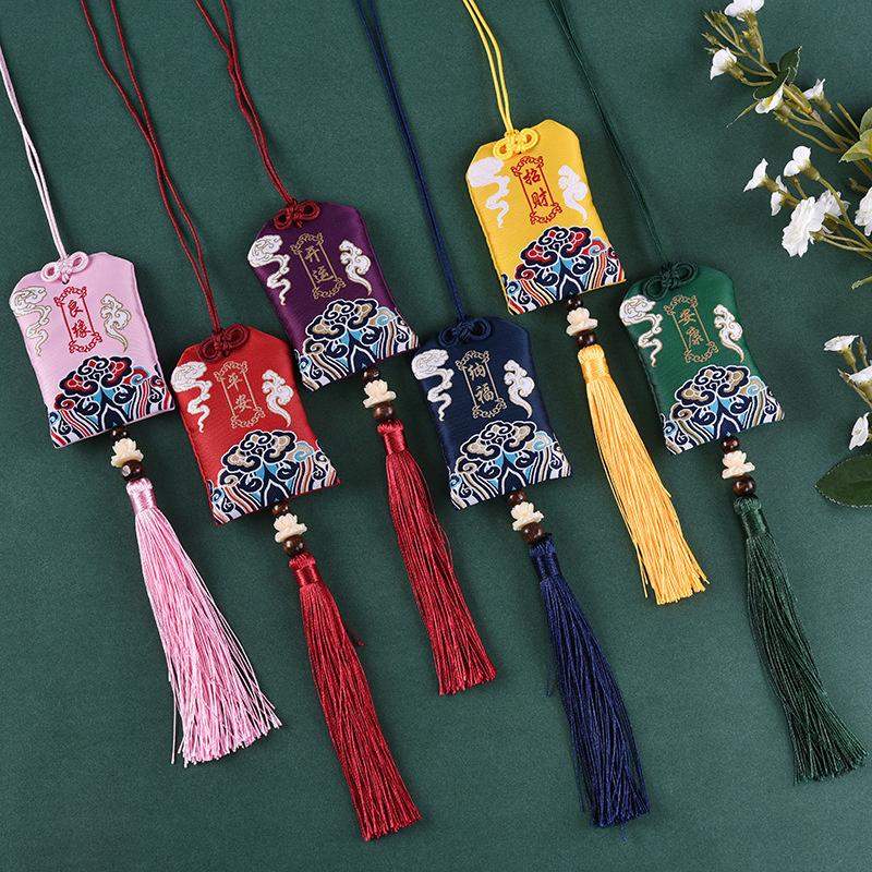 Chinese Style Brocade Embroidered Bag Embroidery Sachet Cloth Pouches Tassel Pendant Drawstring Lucky Bag Wedding Favors Gift