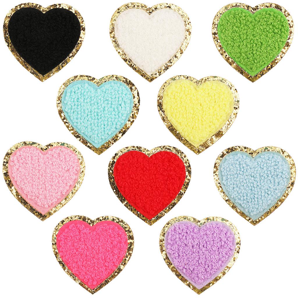 Hot-Selling Color Love Towel Embroidery Cloth Sticker Grit Embroidery Cloth Sticker Heart Patch Sticker Chenier Lightning Embroidery Chapter