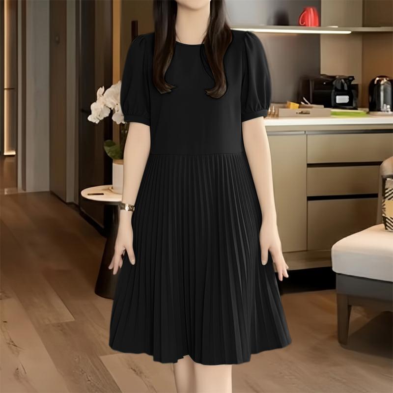 ZANZEA Women Daily Casual Round Neck Solid Color Short Sleeve Dress
