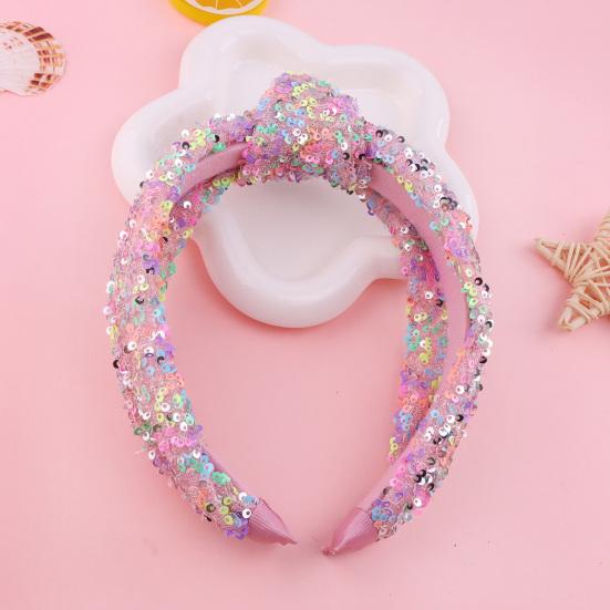 Girls Hair Hoop Knotted Shiny Sequin Elastic Headband Comfortable Fit Glittery Sparkling Hairband Hair Accessories
