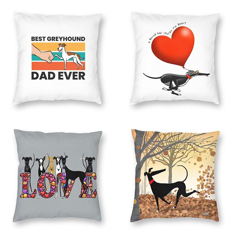 

45x45cm Pet Dog Series Pillowcase Family Couple Decorative Pillowcase Sofa Chair Bedside Cushion Cover Home Decoration