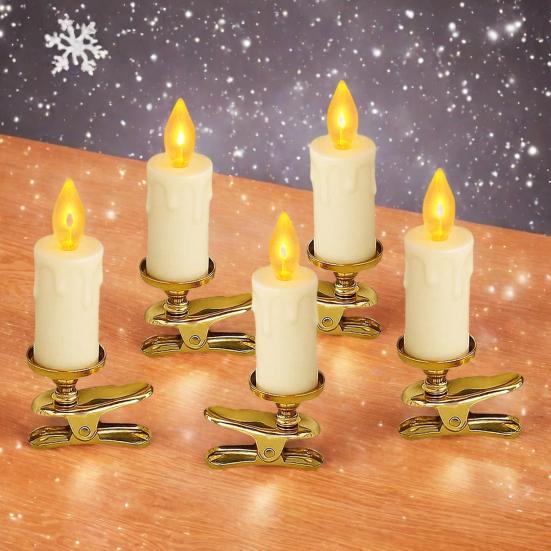 LED Clip Candle Light Set Flameless Flickering Christmas Tree Candle Lamp Electric Fake Candles for Home Christmas Party Decoration