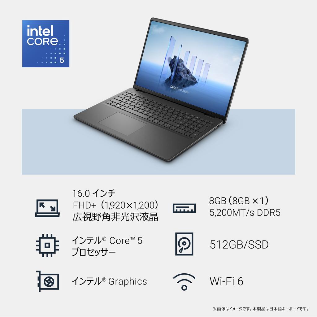 Dell 16 DC16250 Laptop with 5 120U 8GB 512GB Office Windows Carbon and Repair Service Hard Drive Return 16-inch Intel® Core™ Processor, Processor,