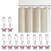 Colorful Acrylic Butterfly Shower Curtain Hooks 10Pcs Rustproof Smooth Gliding Metal Rings for Elegant Bathroom Decors