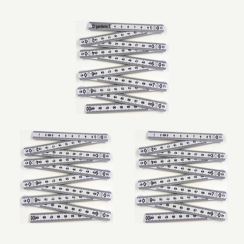 YIXI Metric 1m 10-Fold Plastic Folding Ruler, 3-Pack