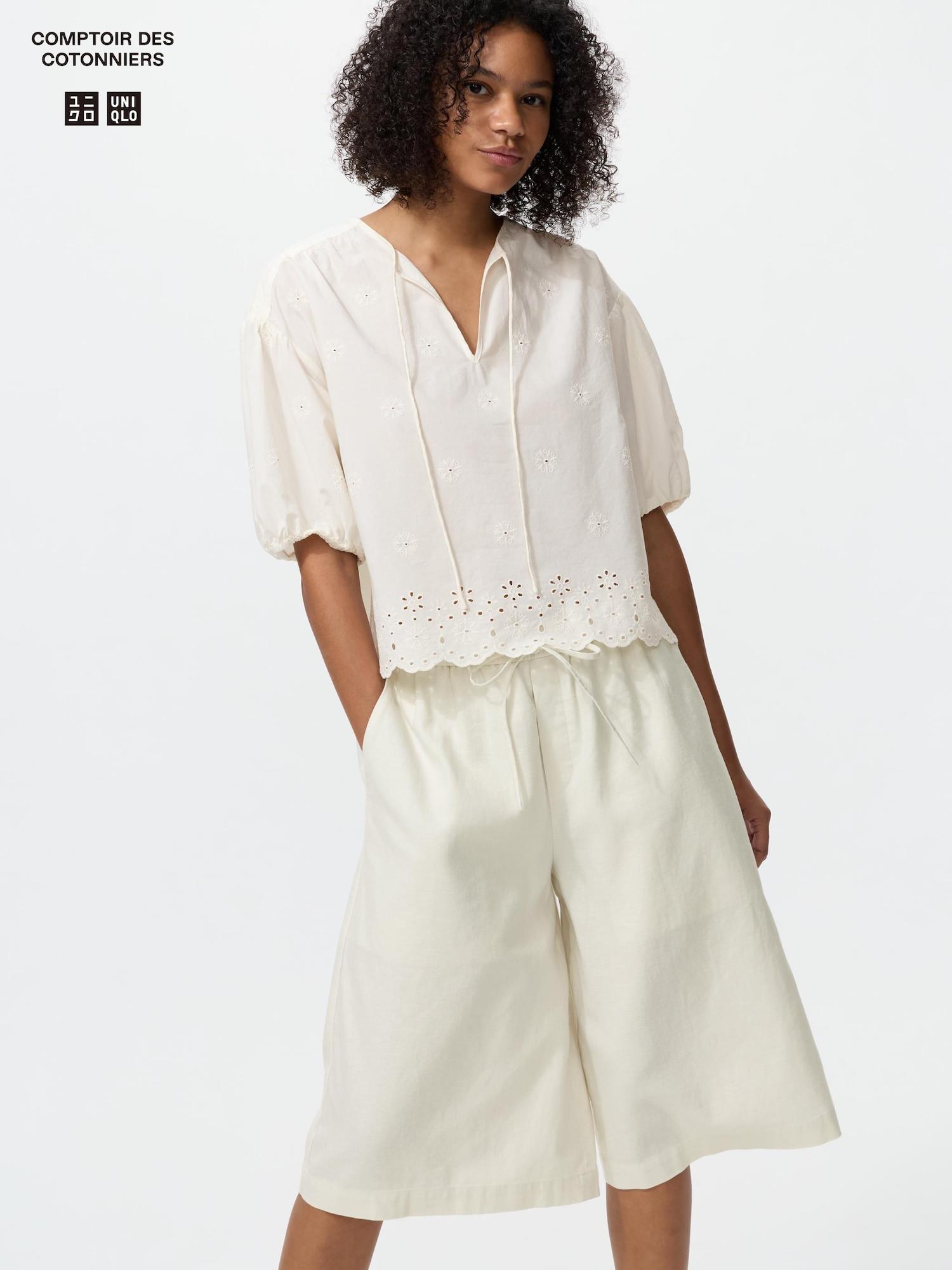 

Uniqlo Япония Кюлоты из смесовой льняной ткани 01 OFF WHITE/XS