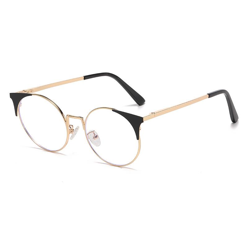 95588 Round Frame Fashionable Anti-Blue Light Unisex Glasses Frame, European And American Metal Spring Foot Flat Glasses