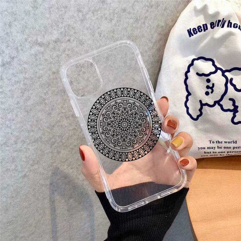 Husă Telefon Mandala Flori artă linie Transparent moale Pentru iphone 12 11 13 7 8 6 s plus x xs xr pro max mini