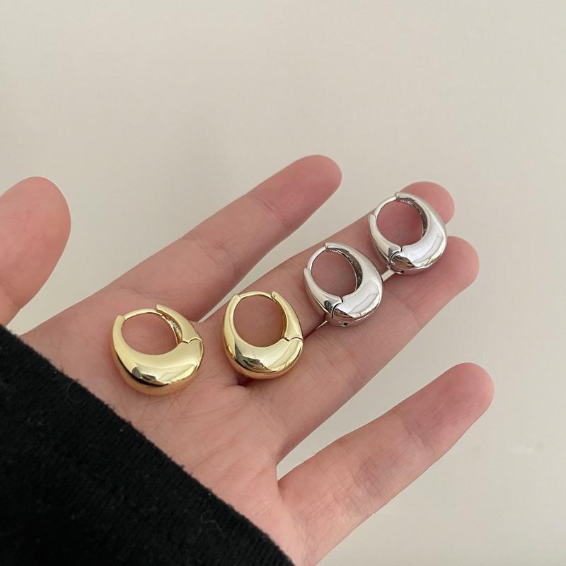 925  Silver Vintage Hoop Earrings for Women Trendy Gold Plated Round Earring Jewelry Prevent Allergy Party Accessories