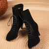 Black Brown Women Mid Calf Boots Pointed Toe High Heel Big Size 45