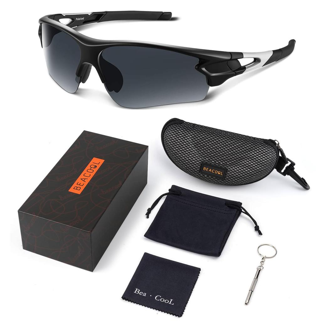 Sport Polarisierte Ultra TR90 TAC UV Unisex Schwarz [BEACOOL] Sonnenbrille, Gläser, Baseball, Laufen, Radfahren, Klettern, Angeln, Fahren, Golf, Fahrrad,