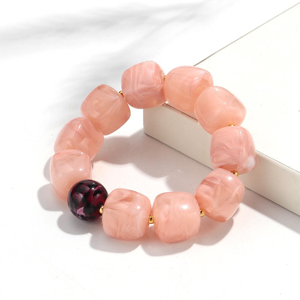 Colorful Acrylic Chunky Irregular Square Beaded Bracelet for Women Trendy Imitation Stone Resin Bracelets Fashion Jewelry Gifts