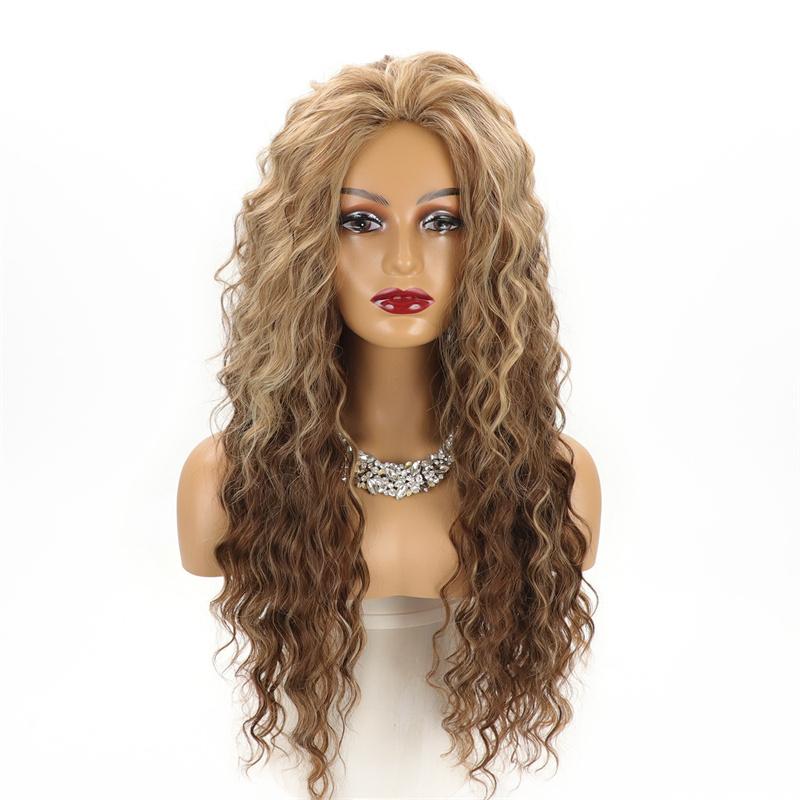 

Long Wave Synthetic Wig with Bangs Body Wavy Hair Heat Resistant Wig for Women Daily Halloween Cosplay Use