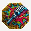 1pc Retro Microphone Automatic Open/Close Umbrella - Portable Collapsible Umbrella with 8-Rib Stability, Fashion Lovers Yy251017150