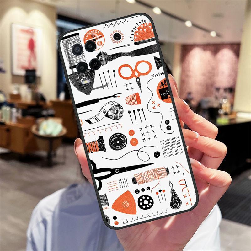 Sewing Scissors Case For Oppo A78 A98 A79 A18 A38 A58 A40 A60 A80 A16 A76 A96 A15 A74 A94 A54 A17 A77 Cover