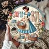 Chic Laundry Girl Metal Wall Art Round Painting Holiday Home Decoration