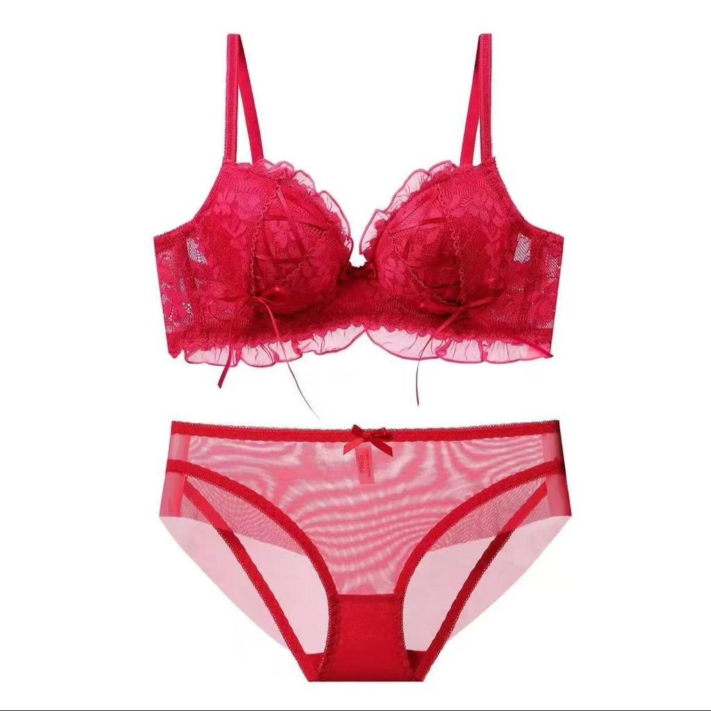 Japanese Lolita Princess Lace-Up Maiden Lace Bra Set for Small Chest